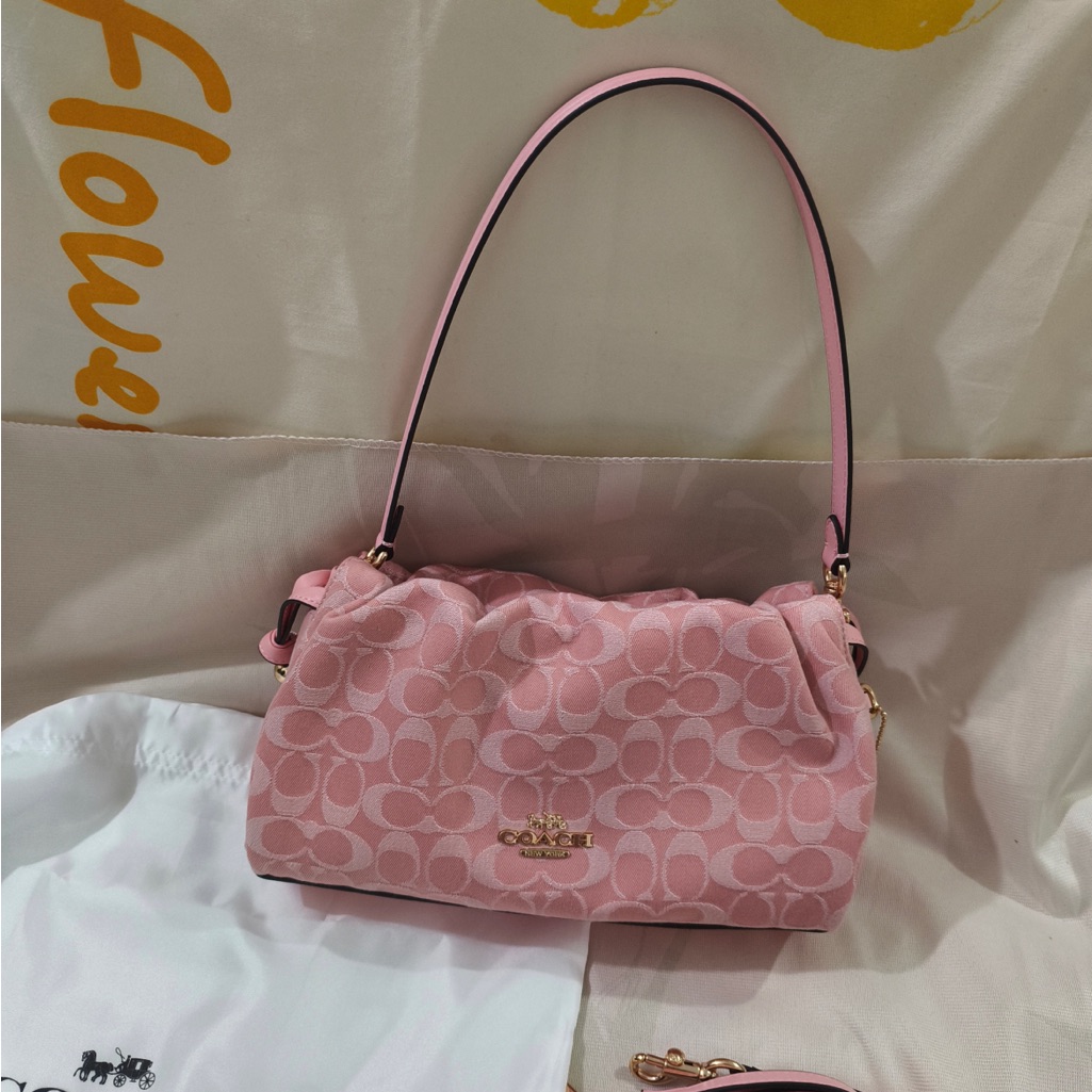 Coach Pink Signature Jacquard Shoulder Bag